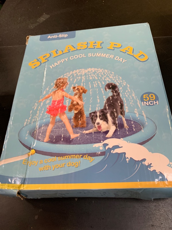 Photo 1 of ACGEFIR 59IN Dog Splash Pad, Durable Blue Outdoor Water Play Mat, Fun Sprinkler Pad for Dogs & Kids, Perfect for Backyard
