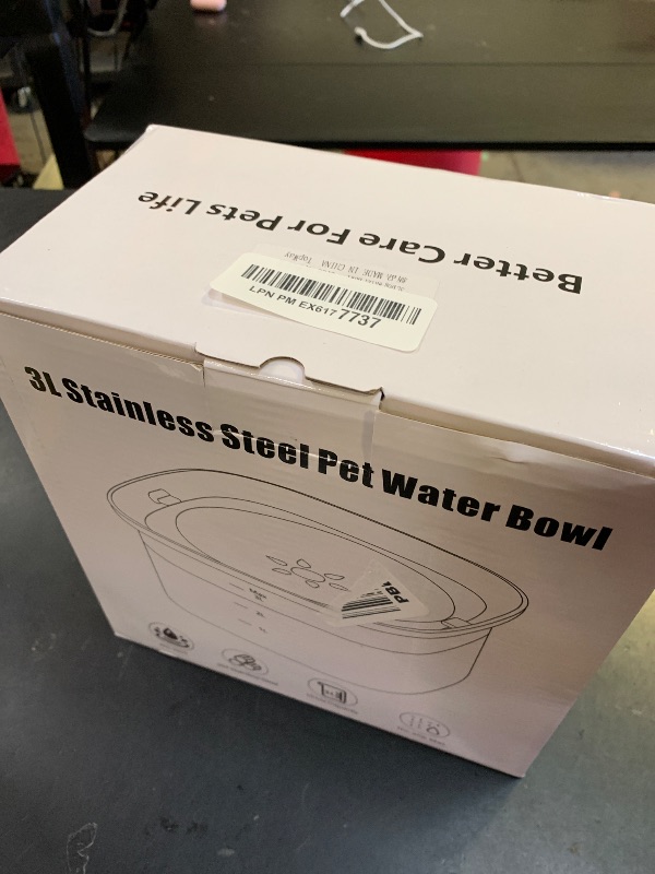 Photo 1 of UPSKY 3L Dog Water Bowl 101oz Stainless Steel No Spill Large Capacity Dog Food Water Bowl Slow Water Feeder, Spill Proof Pet Water Dispenser Vehicle Carried Travel Water Bowls