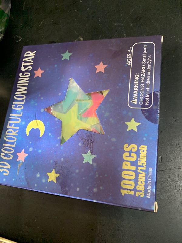 Photo 1 of AM AMAONM 100 Pcs Colorful Glow in The Dark Luminous Stars Fluorescent Noctilucent Plastic Wall Stickers Murals Decals for Home Art Decor Ceiling Wall Decorate Kids Babys Bedroom Room Decorations