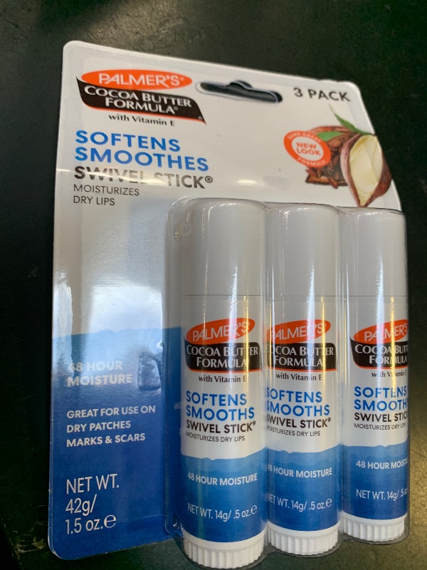 Photo 1 of Palmer's Cocoa Butter Formula Moisturizing Swivel Stick with Vitamin E, Lip Balm Easter Basket Stuffer, Face & Body Moisturizer Stick, Ideal for Treating Dry Skin Patches (Pack of 3)