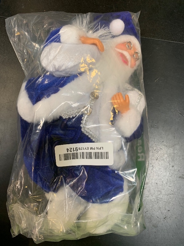 Photo 1 of LUOZZY Santa Claus Figurine Christmas Santa Claus Statue Standing Santa Claus Desktop Decoration Christmas Party Decor, Blue White