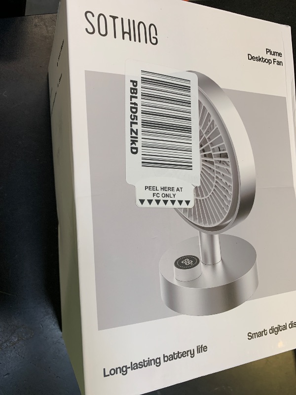Photo 1 of SOTHING Desk Fan, 18dB Ultra-Quiet, 6.6-inch Small Fan with 10-Speed, 160° Oscillating, 7hrs Battery Life, USB-C Rechargeable, Digital Display, Small Desk Fan for Bedroom, Dorm, Office - Silver