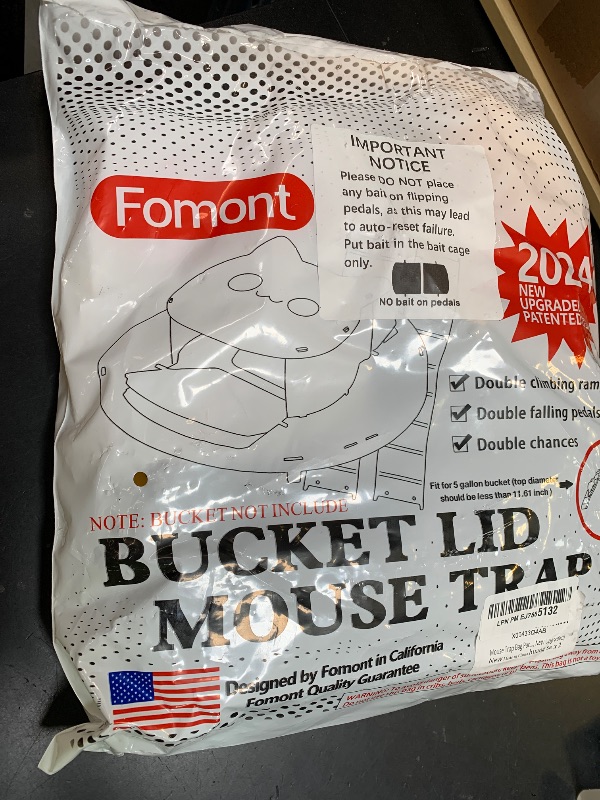 Photo 1 of Fomont 2024 New Upgraded Bucket Lid Mouse Trap-Metal Bait Cage-Auto Reset-5 Gallon Bucket Fit-Humane-Indoor Outdoor-Rat Trap