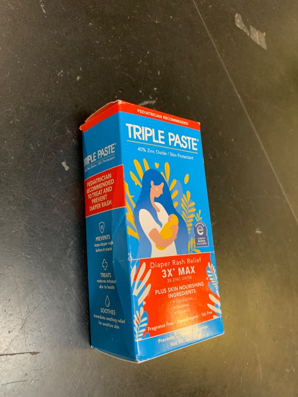 Photo 1 of Triple Paste 3X Max Diaper Rash Ointment, Maximum Strength with 40% Zinc Oxide Ointment for Severe Diaper Rash, 2 oz Tube