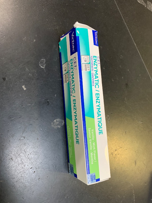 Photo 1 of Virbac C.E.T. Enzymatic Toothpaste Eliminates Bad Breath by Removing Plaque and Tartar Buildup Best Pet Dental Care Toothpaste Vanilla Mint Flavor 2.5 Oz Tube