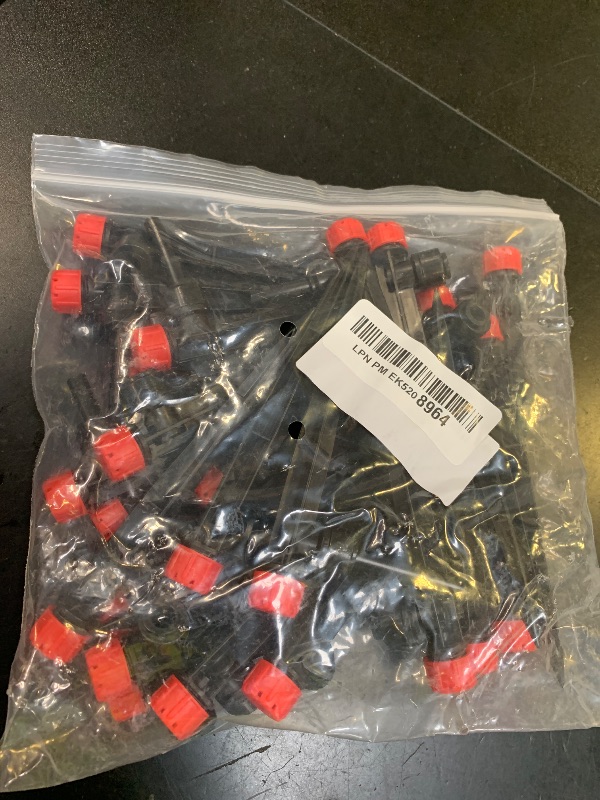 Photo 1 of Pawfly 30 Pcs Push-to-Fit Drip Irrigation Emitters with Adjustable Water Flow Irrigation Drippers Drip Emitters Sprinklers with Stake & 8 Holes Drip Irrigation System Parts for 1/4 Inch Tubing