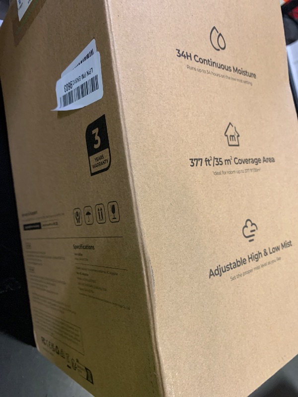 Photo 1 of Homvana Humidifiers for Bedroom Home, 3.6 L Cool Mist Top-Fill 34H Super Long Time, Quiet 23dB, Baby Humidifier, Oil Diffuser for Large Room, Plants, Nursery, Office BPA FREE, 7 Color Light Ultrasonic