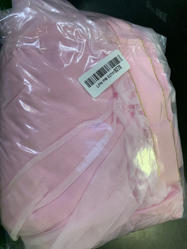 Photo 1 of Suppromo 14ft Pink Table Skirt Tulle Tutu Tablecloth for Rectangle or Round Table For Birthday Party Baby Shower Wedding Decorations (L14(ft) H 30in, Pink)
