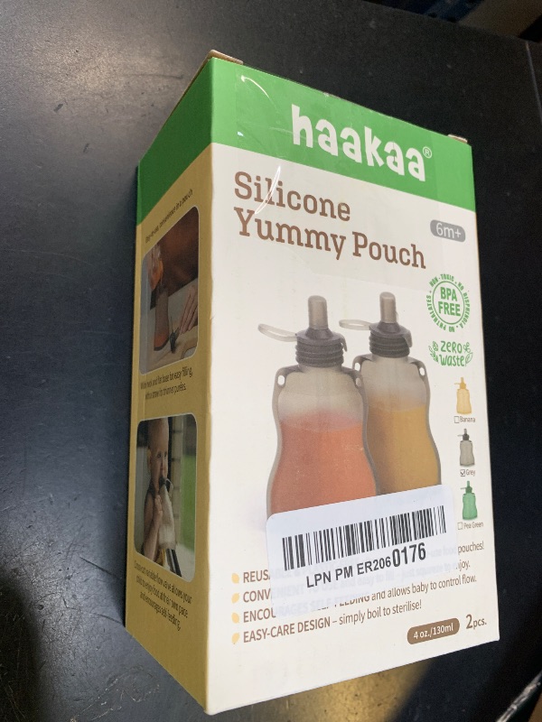 Photo 1 of Haakaa Yummy Pouch Reusable Baby Food Pouch, Baby Food Storage Kids Squeezable Pouch, Washable Freezer - Make Homemade Organic Food for Babies/Toddlers, 4oz, 2 Pack,6m+