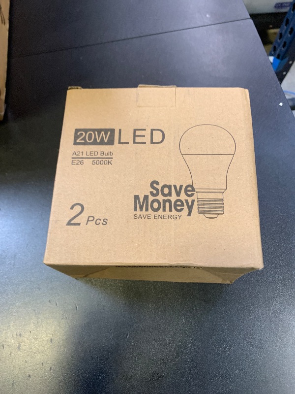 Photo 1 of TOBUSA LED Light Bulbs 150 Watt Equivalent, 20W Super Bright Light Bulbs, Daylight White 5000K, A21 LED Bulbs E26 Base, Non-Dimmable, No Flicker Brightest Bulb for Bedroom Living Room Home, 2-Pack