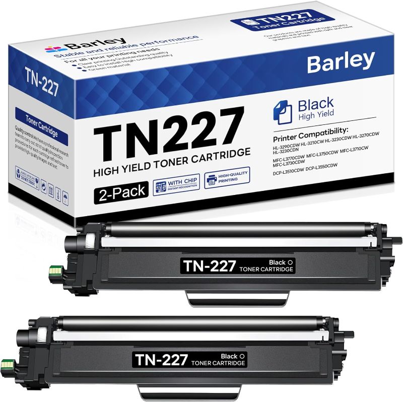 Photo 1 of TN227 TN227BK High Yield Toner Cartridge Compatible TN227 TN-227 Black Toner Cartridge Replacement for Brother TN227 TN-227BK MFC-L3770CDW HL-3290CDW (2 Black).