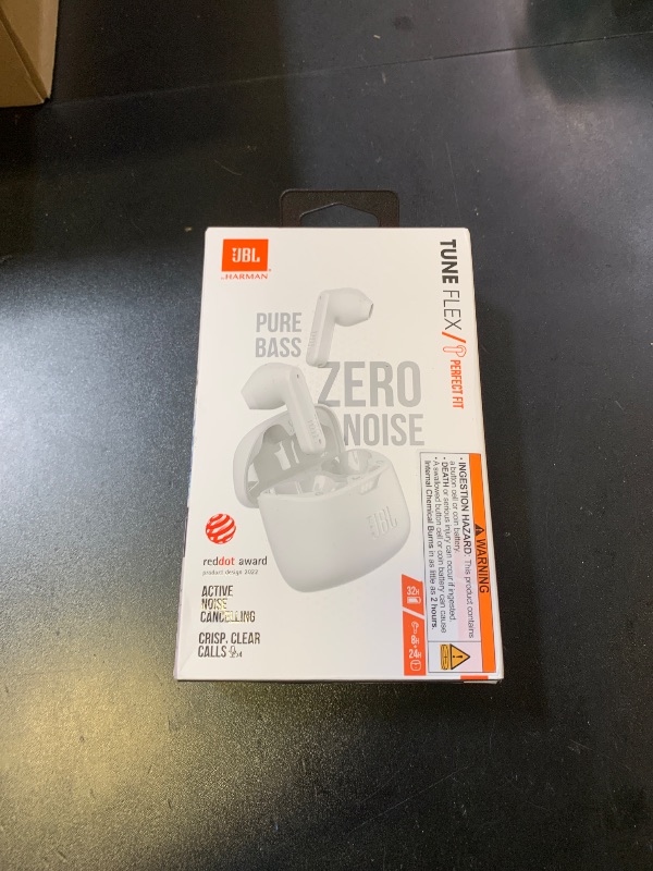 Photo 1 of JBL Tune Flex - True Wireless Noise Cancelling Earbuds (White), Small