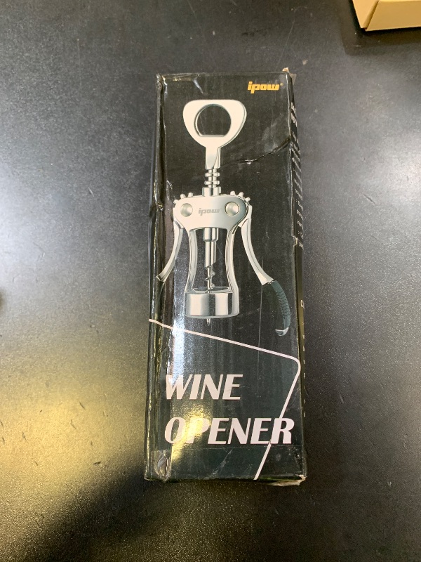 Photo 1 of IPOW Wine Opener, Zinc Alloy Wine Bottle Opener, Wing Corkscrew Heavy Duty, Manual Multifunctional Cork Screw for Waiter, Silver