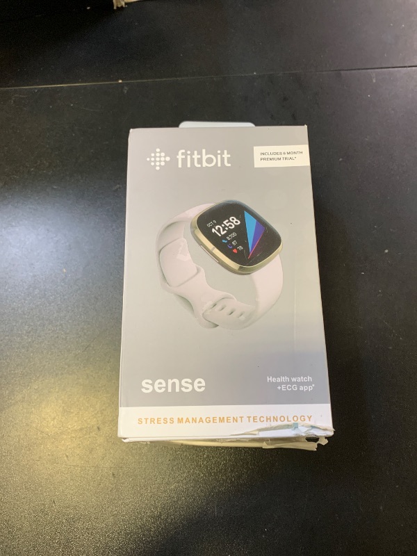 Photo 1 of Fitbit Sense Advanced Smartwatch with Tools for Heart Health, Stress Management & Skin Temperature Trends, White/Gold, One Size (S & L Bands Included)