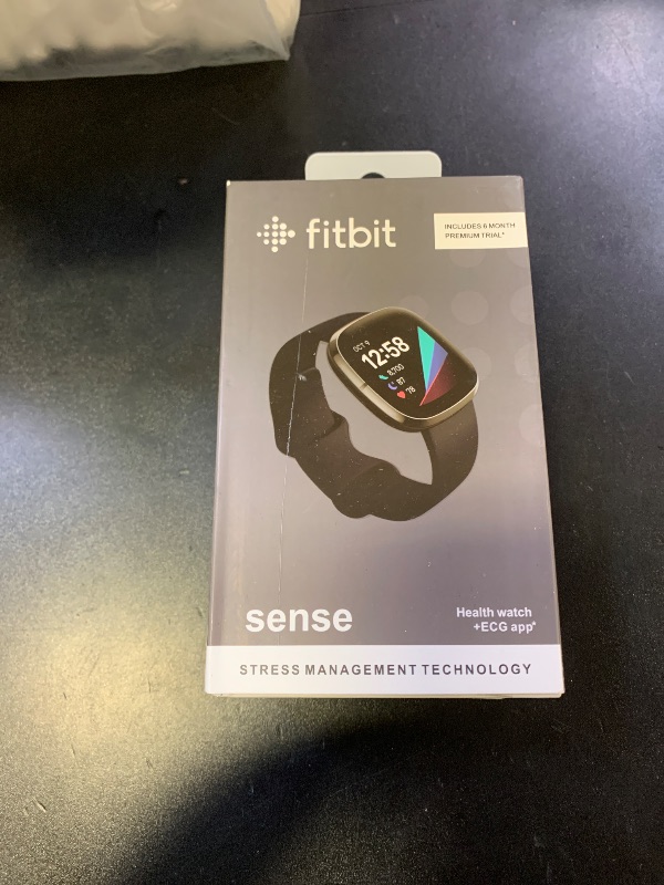 Photo 1 of Fitbit Sense Advanced Smartwatch with Tools for Heart Health, Stress Management & Skin Temperature Trends, Carbon/Graphite, One Size (S & L Bands Included)