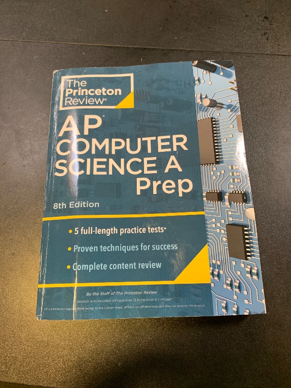 Photo 1 of Princeton Review AP Computer Science A Prep, 8th Edition: 5 Practice Tests + Complete Content Review + Strategies & Techniques (2024) (College Test Preparation)
