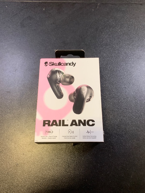 Photo 1 of Skullcandy Rail ANC Wireless Earbuds, Bluetooth Headphones, Active Noise Cancelling, Up to 38 Hours Battery, Microphone for iPhone Android, Customizable via Skull-iQ App - True Black