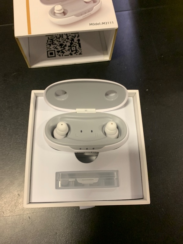 Photo 1 of OTC Hearing Aids for Seniors - Hearing Aids with Digital Chips, Supermini Rechargeable Hearing Amplifiers Invisible with 16-Channel Sound Processing 3 Volume and 80H Wireless Charging Case (White)