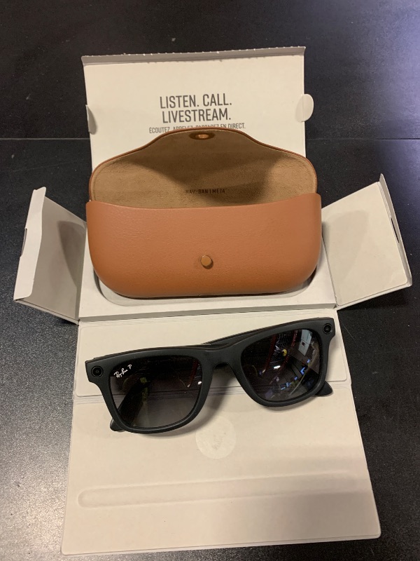 Photo 1 of Meta Ray-Ban Glasses, Refurbished Wayfarer, Shiny Black Frames, Clear Lenses