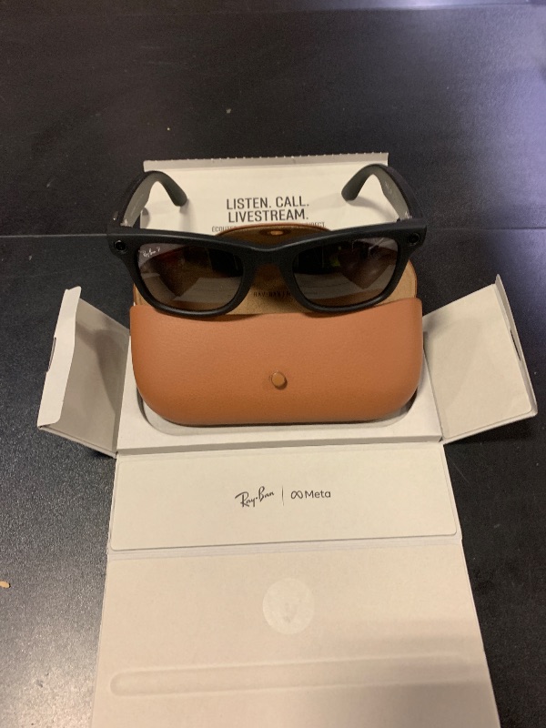 Photo 1 of Meta Ray-Ban Glasses, Refurbished Wayfarer, Shiny Black Frames, Clear Lenses
