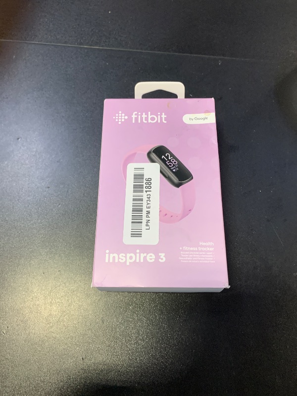 Photo 1 of Fitbit Inspire 3 Health &-Fitness-Tracker with Stress Management, Workout Intensity, Sleep Tracking, 24/7 Heart Rate and more, Lilac Bliss/Black, One Size (S & L Bands Included)