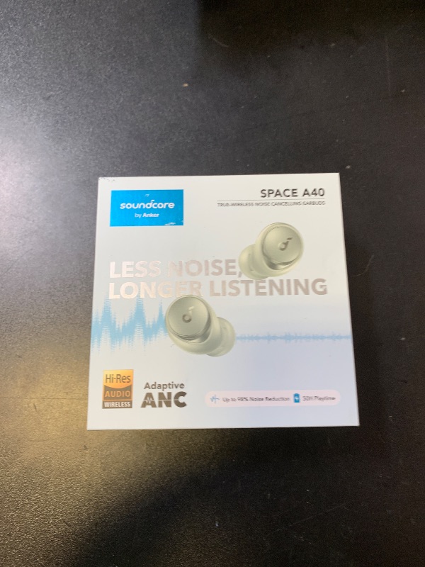 Photo 1 of Soundcore by Anker Space A40 Auto-Adjustable Active Noise Cancelling Wireless Earbuds, Reduce Noise by Up to 98%, 50H Playtime, Hi-Res Sound, Comfortable Fit, App Customization, Wireless Charge