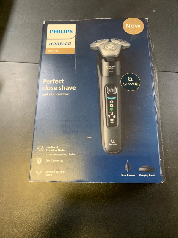 Photo 1 of Philips Norelco Shaver i9000, Wet & Dry Electric Shaver, Ink Black, SenseIQ Technology, Triple Lift & Cut System, 360 Rotating Dual SteelPrecision Precision Blades, Nose Trimmer, Model X9000/90