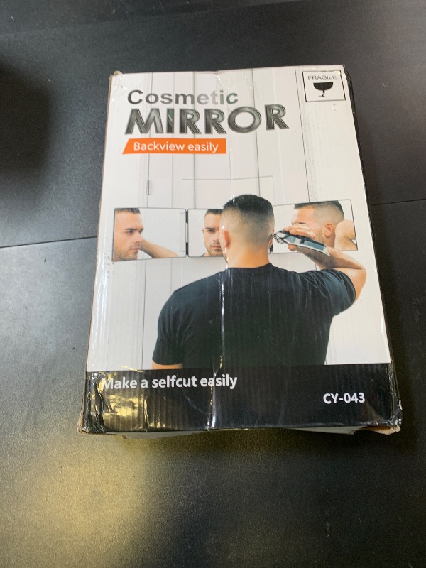 Photo 1 of OLIBUY 3 Way Mirror for Hair Cutting, Three Way Mirror for Shaver and Makeup, Height Adjustable with Two Hold Nails, 360 Viewing Angle, Clear Anti-Fog HD Glass