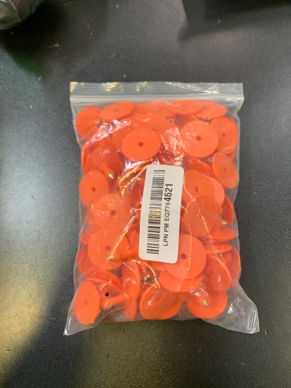 Photo 1 of 100PCS Cattle Ear Tags Numbered 001-100,Plastic Livestock Ear Tags with Animal Identification Tags for Cattle Cows Hogs Pigs Sheep Goats (Orange)