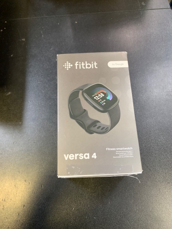 Photo 1 of Fitbit Versa 4 Fitness Smartwatch with Daily Readiness, GPS, 24/7 Heart Rate, 40+ Exercise Modes, Sleep Tracking and more, Black/Graphite, One Size (S & L Bands Included)