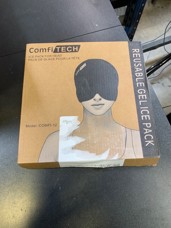 Photo 1 of ComfiTECH Head Ice Pack Wrap with Top Coverage Cold Cap Cooling Gel Hat, Medium, Black