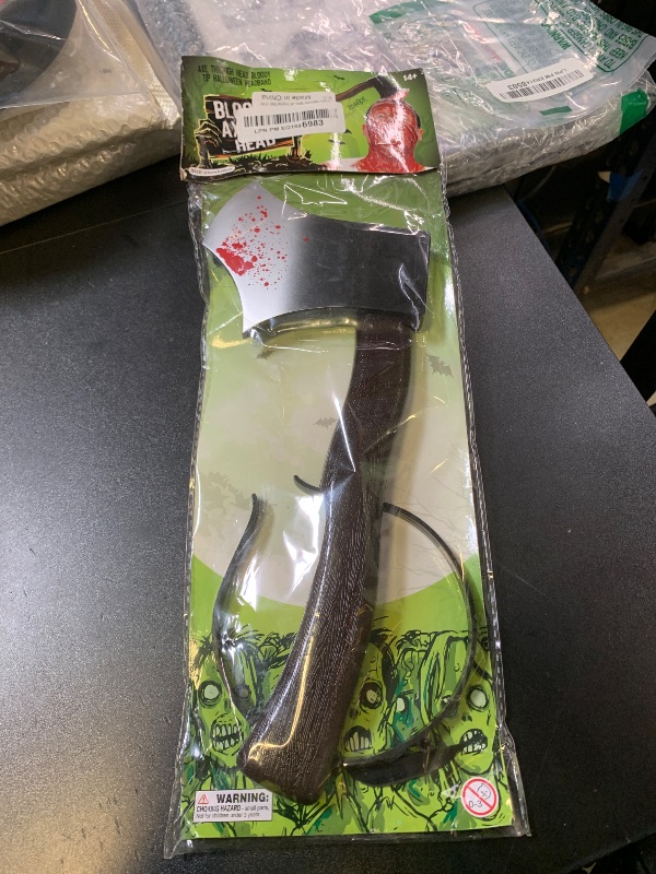 Photo 1 of Cooplay Spoofing Horror Costumes Zombie Toy Props Hair Accessories Hair Bands Head Beheaded Axe Prank for Halloween Party (Axe)