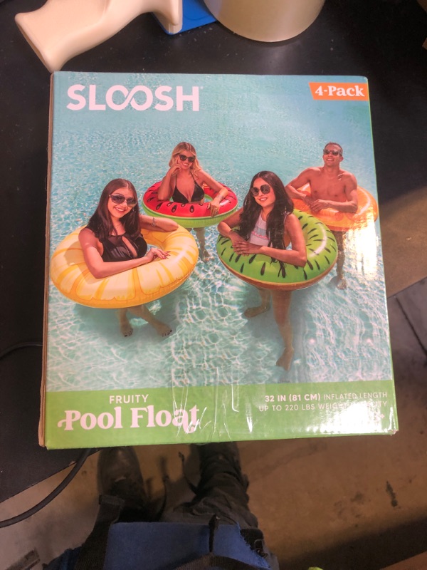 Photo 1 of Sloosh 4 Pack Inflatable Pool Floats Fruit Tube Rings, Fruit Swim Tubes, Pool Floaties Toys, Beach Swimming Party Toys for Kids and Adults (Fruit)