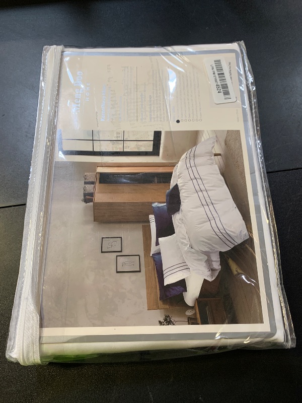 Photo 1 of MengBoo Karen 2 Pieces White Duvet Cover Set Without Filling Navy Stripe Trim 100% Egyptian Cotton 300 Thread Count Soft Sateen Hotel Collection Zipper Closure Corner Ties(White Navy,Twin)