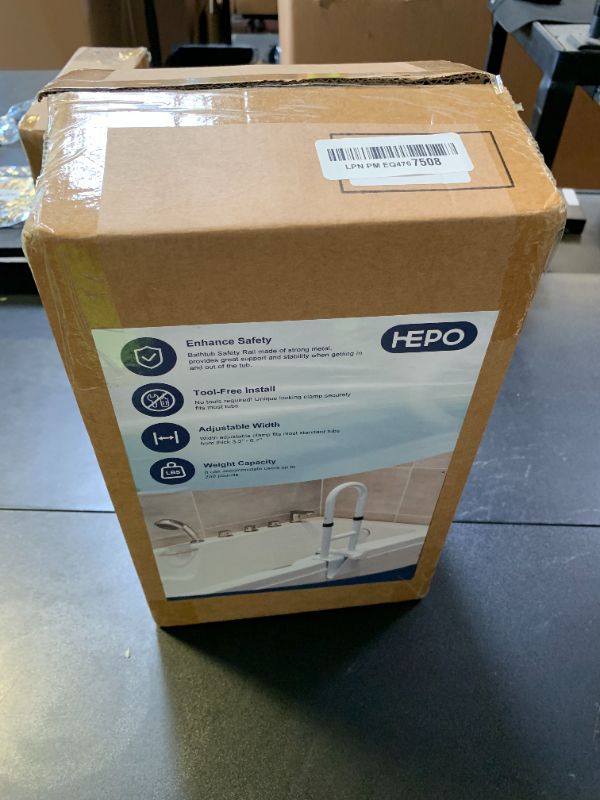 Photo 1 of HEPO Grab Bars for Bathtubs and Showers, Adjustable Bathtub Safety Rail for Seniors, Tub Grab Bar for Bathroom, Assistance Bathtub Handle Clamp for Elderly Bath Support, White