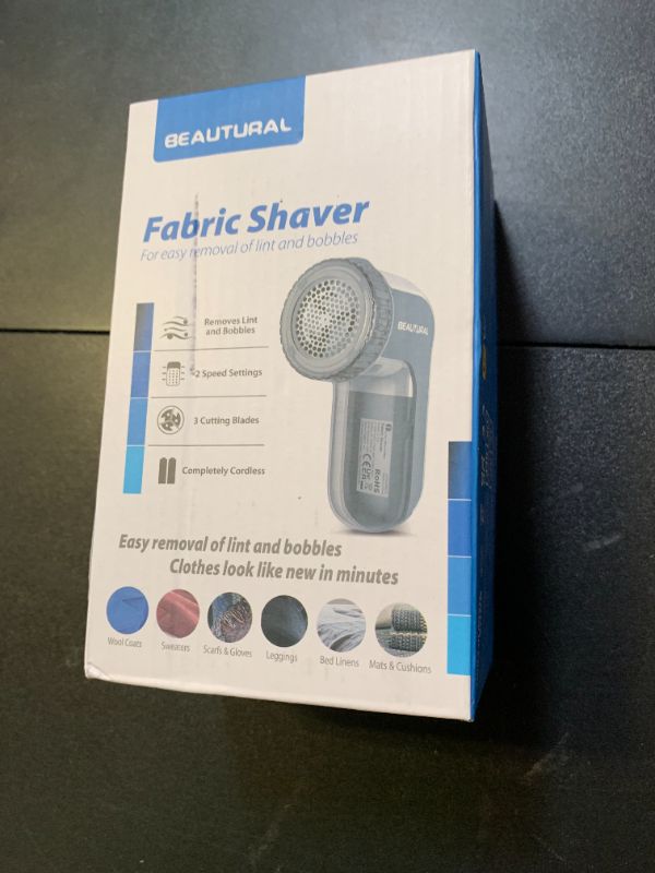 Photo 1 of BEAUTURAL Fabric Shaver and Lint Remover, Sweater Defuzzer with 2-Speeds, 2 Replaceable Stainless Steel Blades, Battery Operated, Remove Clothes Fuzz, Lint Balls, Pills, Bobbles Gray