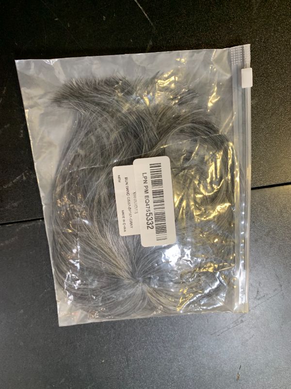 Photo 1 of VAVANGA Gray Bun & Bangs Set 2PCS - Salt and Pepper Grey Clip in French Bangs with Twist Braided Bun Hairpiece Extension Bun and Bangs for Black Women