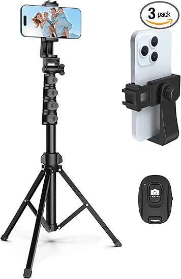 Photo 1 of 64” Tripod for Cell Phone & Camera, Phone Tripod with Remote and Phone Holder, Sturdy & Stable Height Adjustable Multi-Angle Shot Selfie Stick Tripod for Video Recording
