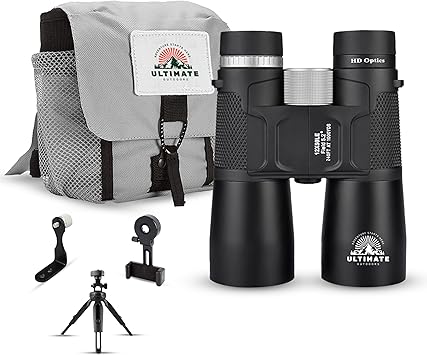 Photo 1 of 12x50 High Power Binoculars for Adults – HD Waterproof Binoculars with BaK-4 Prism, Phone Adapter & Tripod Mount – Bird Watching, Hunting, Stargazing, Travel, Cruise - Jet Black
