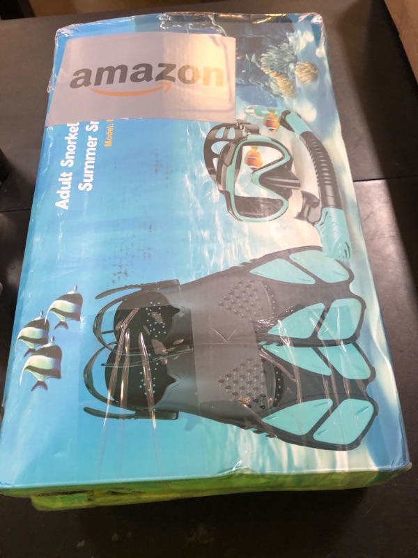 Photo 1 of Ubekezele Snorkeling Gear for Adults Men Women,4 in 1 Snorkel Set with Panoramic View Diving Mask Anti-Fog Anti-Leak,Dry Top Snorkel,Fins and Travel Bag for Swimming,Snorkeling and Travel Diving