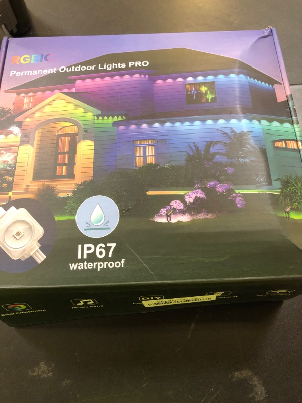 Photo 1 of PIYOOPDR Permanent Outdoor Lights 100FT DIY RGB-IC LED Christmas Eave Lights, Smart Fence Deck Light, 4000K White & Multicolor, IP67 Waterproof, App/Remote Control, Holiday for House Outside Decor