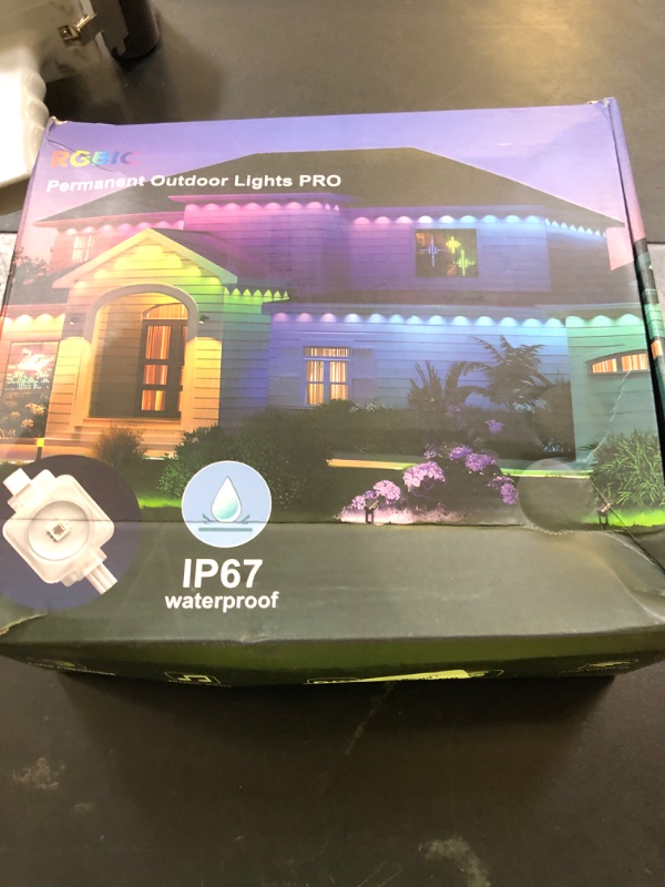 Photo 1 of PIYOOPDR Permanent Outdoor Lights 100FT DIY RGB-IC LED Christmas Eave Lights, Smart Fence Deck Light, 4000K White & Multicolor, IP67 Waterproof, App/Remote Control, Holiday for House Outside Decor