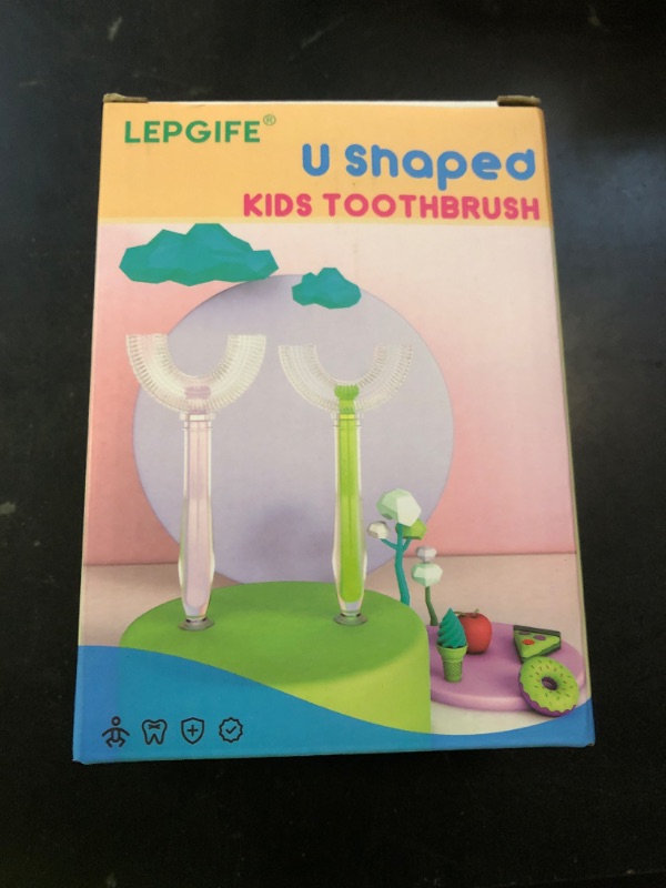 Photo 1 of LEPGIFE U Shaped Kids Toothbrush 4 Pack, U-Type Whole Mouth Toothbrush for Kids (Age 6-10)