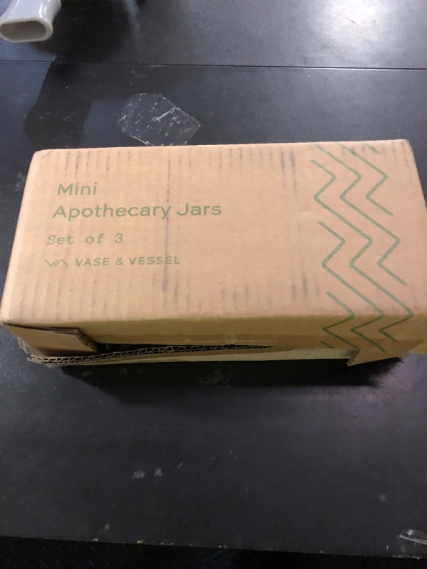 Photo 1 of Mini Glass Apothecary Jars, Container Set, Bathroom Organizers and Storage, Bathroom Decor, with Bamboo Lids, Small Kitchen Containers, For Cotton Balls, Pads and Swabs, 10 oz, Set of 3