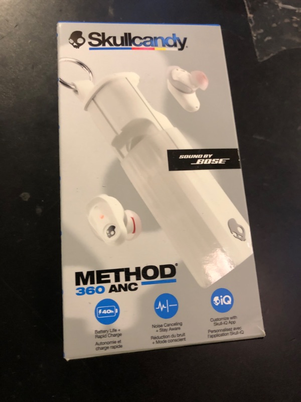 Photo 1 of Skullcandy Method 360 ANC Wireless Earbuds, Sound by Bose, Bluetooth Headphones, Premium Noise Cancelling, Up to 40 Hrs Battery, Sweat and Water Resistant, Microphone for iPhone Android - Bone