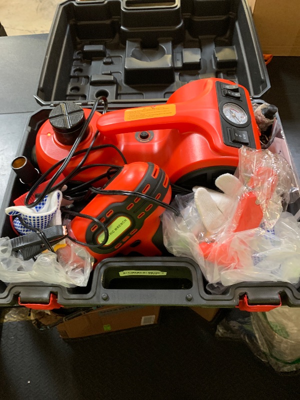 Photo 1 of ROGTZ Upgraded Electric Hydraulic Car Jack Kit 5 Ton 12V Portable Lift Range 20.9 Inch with Impact Wrench and Tire Inflator Pump for SUV Sedan Truck Repair Floor Jack for Tire Change with LED Light