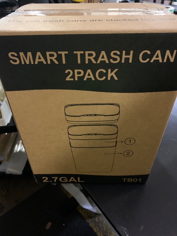 Photo 1 of Vanpopubs 2 Pack 2.7 Gal Bathroom Trash Can with Lid, Automatic Trash Can Small Smart Garbage Can Touchless, Slim Motion Sensor Waterproof Plastic Trash Bins for Bedroom Office Kitchen Toilet Black