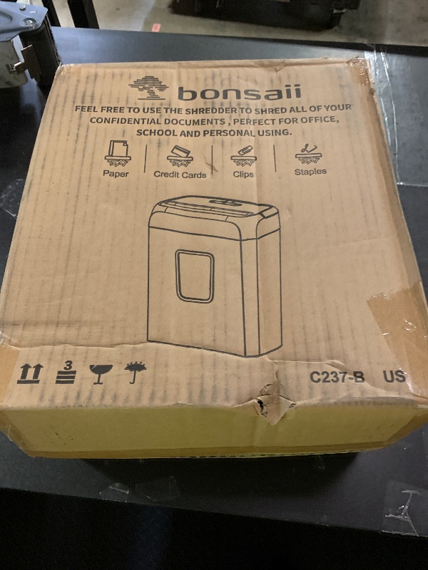 Photo 1 of Bonsaii Paper Shredder for Home Use, 3.4 Gal Wastebasket, 6 Sheet Crosscut Paper Credit Cards, Staples, and Clips Shredder for Home Office Use, Portable Handle Design (C237-B New Version)
