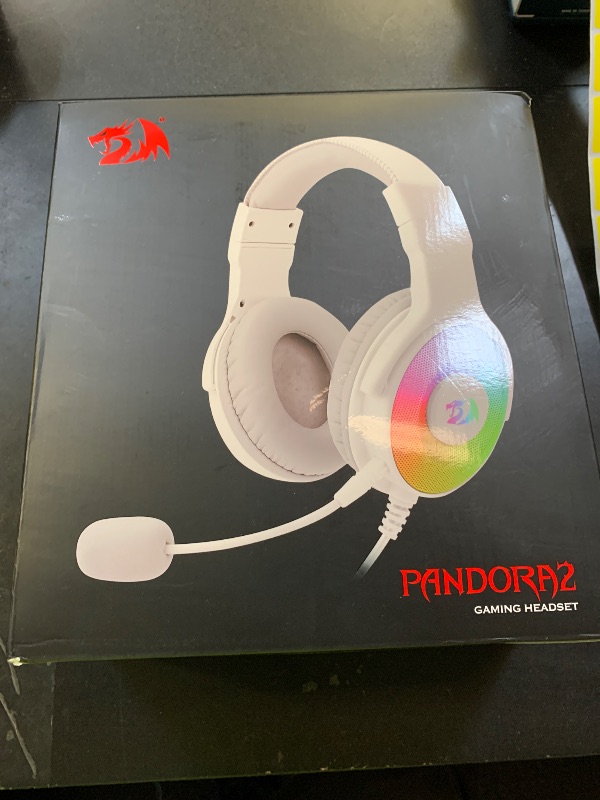 Photo 1 of Redragon H350 White Wired Gaming Headset, Dynamic RGB Backlight - Stereo Surround-Sound - 50MM Drivers - Detachable Microphone, Over-Ear Headphones Works for PC/PS4/XBOX One/NS