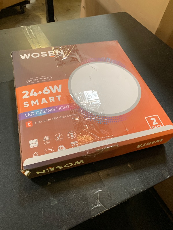 Photo 1 of Wosen 12 Inch 2 Pack RGB LED Flush Mount Ceiling Light with Night Light 2700K, 24W 2400LM Ultra-Slim Ceiling Light Fixture with Remote, 16 Million DIY Colors, Compatible with Alexa/Google Assistant